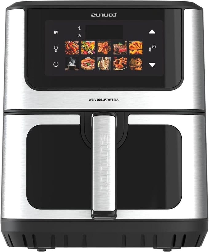 Luchtfriteuse 7S - Heteluchtoven - Gezond Koken - Dubbele Verwarming - 6.5 Liter - Zwart