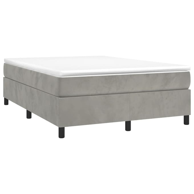 vidaXL - Boxspring - bed - 140x200 - cm - fluweel - lichtgrijs