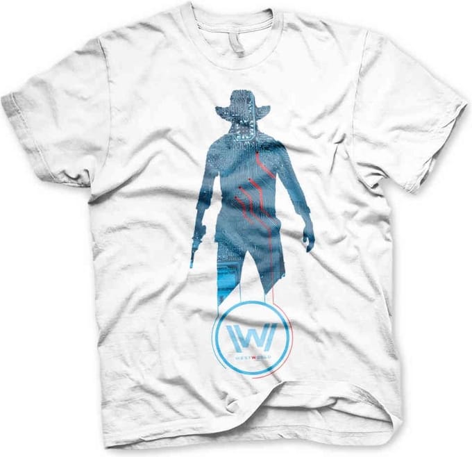 Westworld Heren Tshirt -XL- Blue Circuit Cowboy Wit