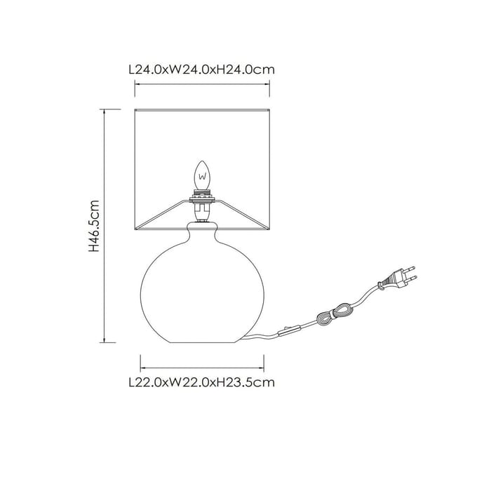 Lucide Esterad tafellamp, oker, Ø 24 cm, hoogte 47 cm, glas