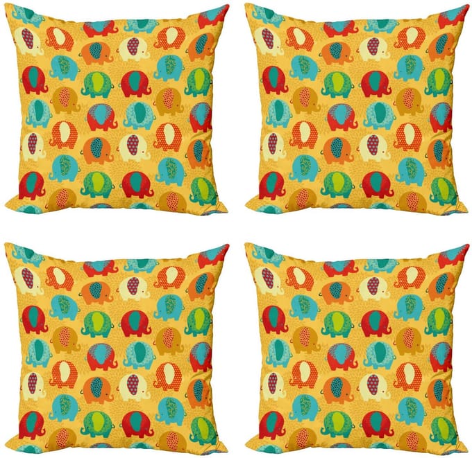 ABAKUHAUS olifant kussenhoesenset – 4x 40x40 cm – multicolor