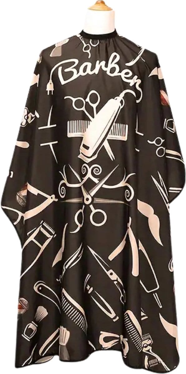 Nivard Baardschort - Beard Bib - Scheerschort - Baard Cape - Kappersmantel - Kapmantel - Zwart