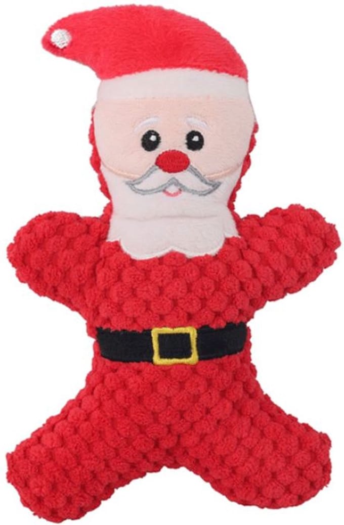 Hondenspeelgoed - Kerst Hondenknuffel - Kerstman - Rood - 20 x 12 cm