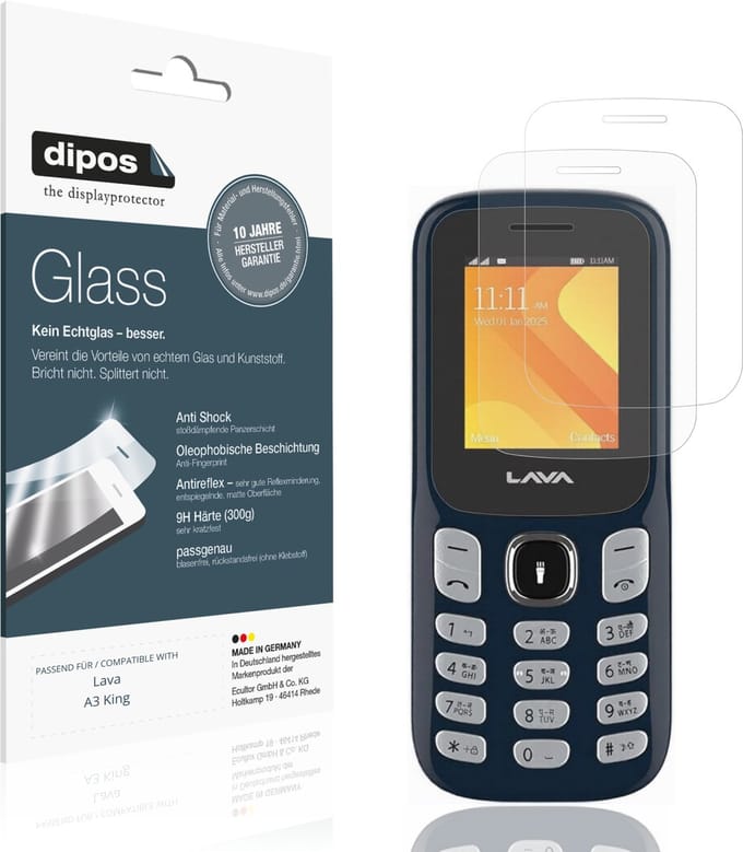 dipos – 2x Matte Pantserfolie geschikt voor Lava A3 King | 9H Screenprotector