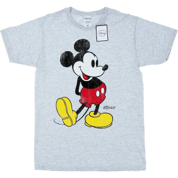 Disney Heren Mickey Mouse Classic Kick T-Shirt (Heide Grijs)