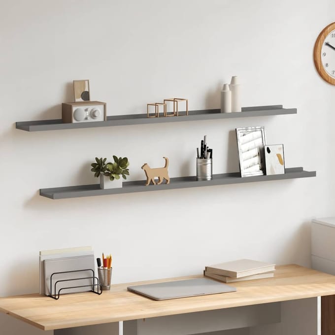 vidaXL - Wandschappen - 2 - st - 115x9x3 - cm - grijs