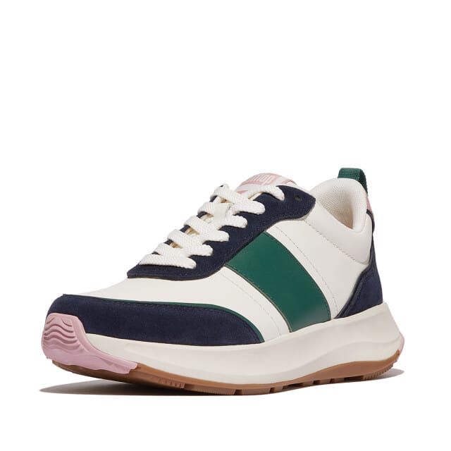 FitFlop F-Mode Flow Sneaker - Leather & Suede Mix BLAUW - Maat 36