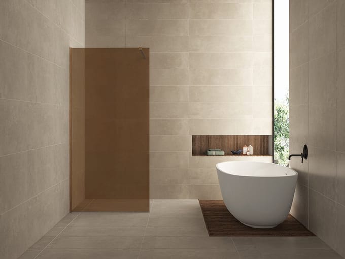Wiesbaden Slim Glasplaat Inloopdouche 120 x 200 cm - Warm Koper Glas