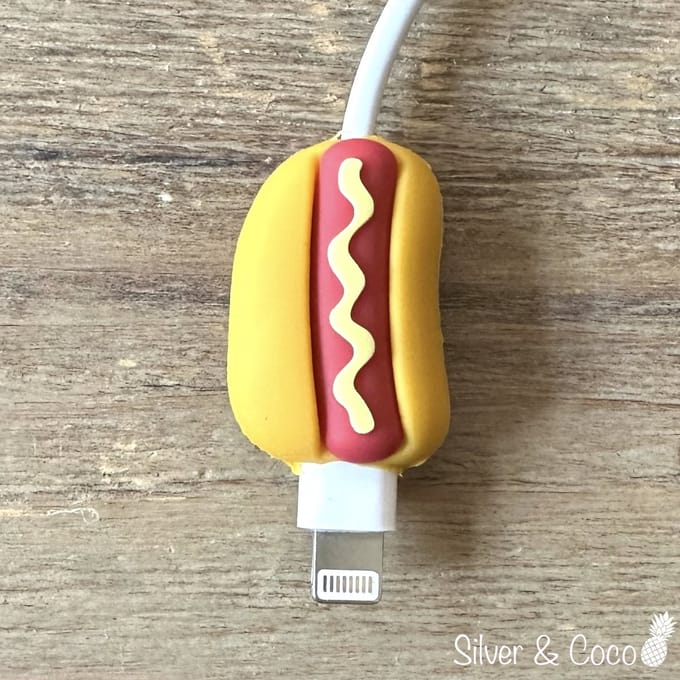 SilverAndCoco® - Kabeldiertjes / Kabelprotector / Kabelbeschermer Mobiele Telefoon Kabel Lader beschermer / Kabelbijter iPhone iPad Android oplader - Hotdog