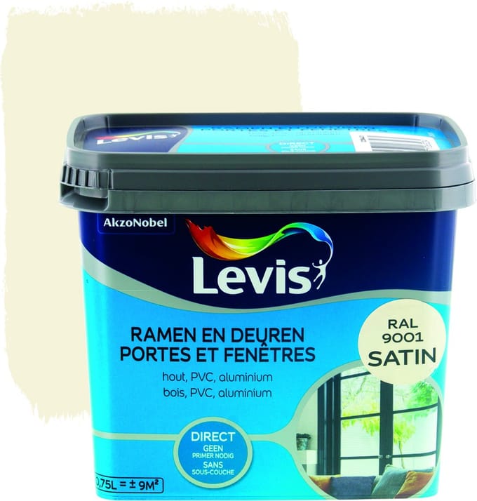 Levis Ramen en Deuren Verf - Satin - Cream (Ral 9001) - 0.75L