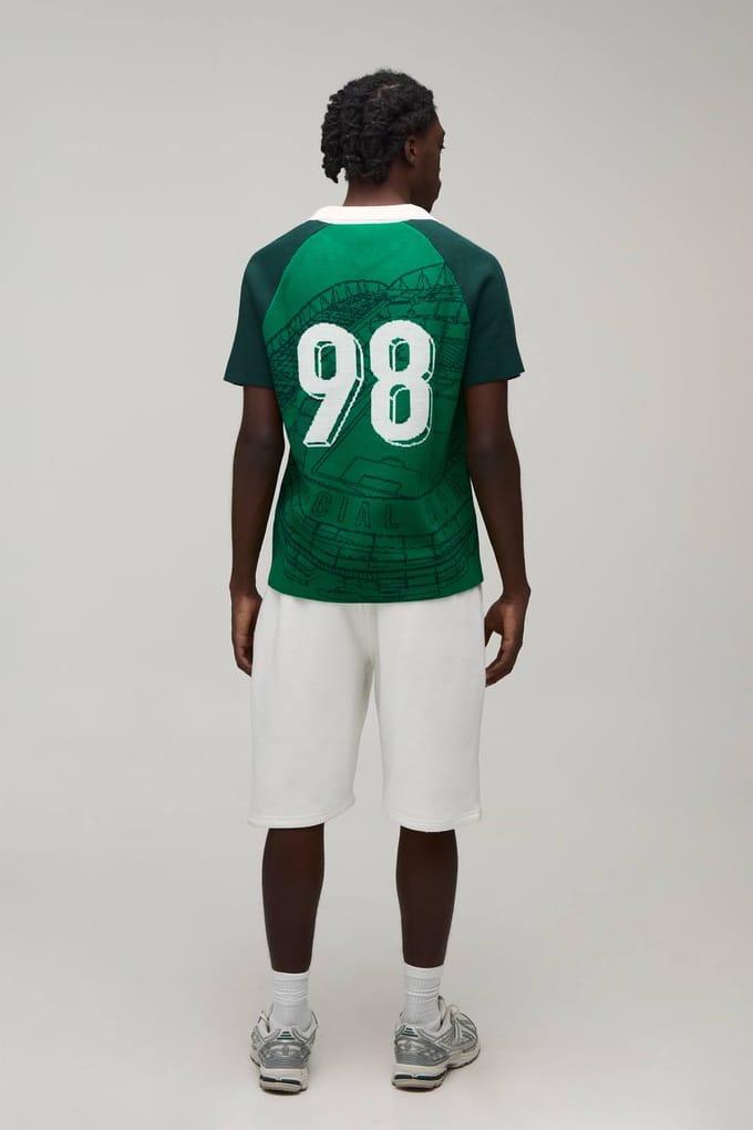 Varsity Jacquard Sportieve Raglan Gebreide Polo | Green | Size Medium
