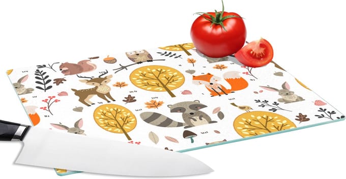 Glazen Snijplank - 28x20 - Design - Dieren - Bos - Snijplanken Glas
