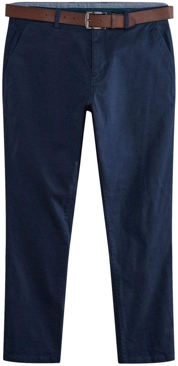 Next - Heren - Slim Fit - Zachte chino met riem - Blauw