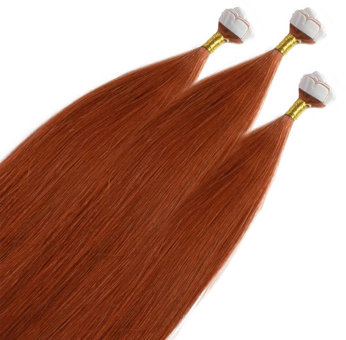 hair2heart Premium Mini Tape Extensions Echt haar - 12 tapes 40 cm Koperrood
