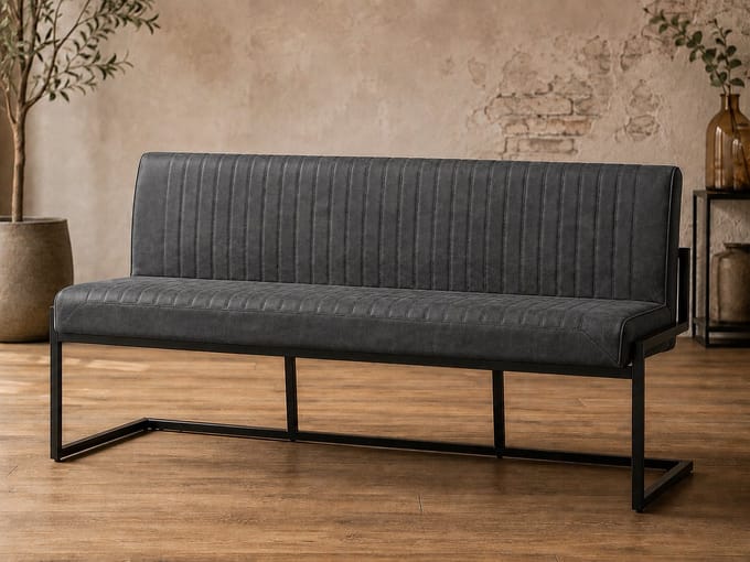 Eetkamerbank Belgie 155 cm Micro Leder Antraciet