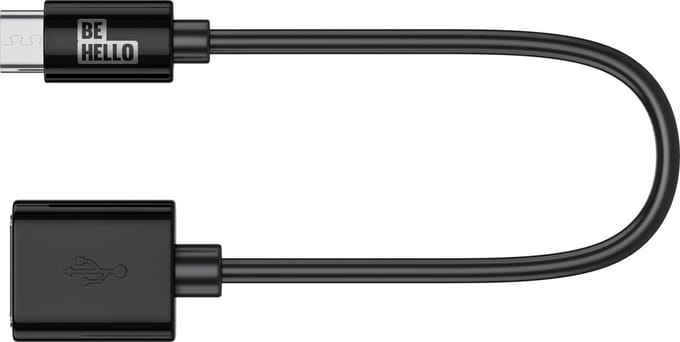 BeHello Telefoon Laad en Sync Kabel - USB-C to Female USB (0.2m) Zwart