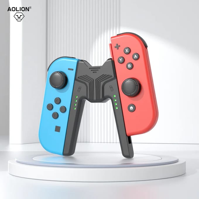 Aolion draagbare oplaadgreepbeugel voor Nintendo Switch/OLED voor Joy-con Controller Oplaadstation voor Switch Game-accessoires 3.5mm Audio Style