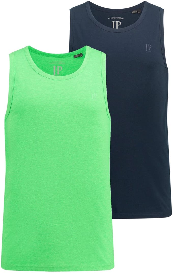 JP 1880 - Heren - Tanktops duopak basic mouwloos - Neon grasgroen - Maat 7XL