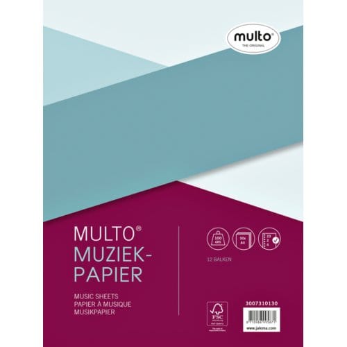 Multo Interieur muziekpapier A4- pak 50 vel - 80 gram - 23-gaats