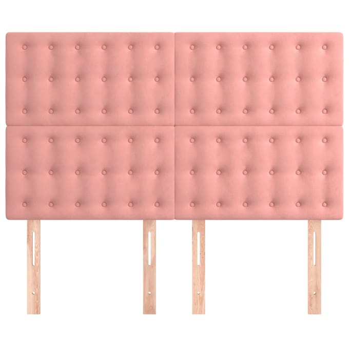 vidaXL - Hoofdbord - roze - 144x5x118/128 - cm - fluweel