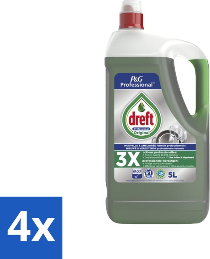 Dreft Professional - Vloeibaar Afwasmiddel - Regular - 5 L - Voordeelverpakking - 4 stuks