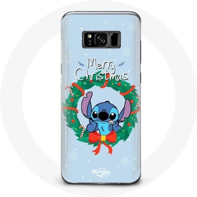 Coque pour Samsung Galaxy S8 Plus Stitch neige joyeux Noël bleu