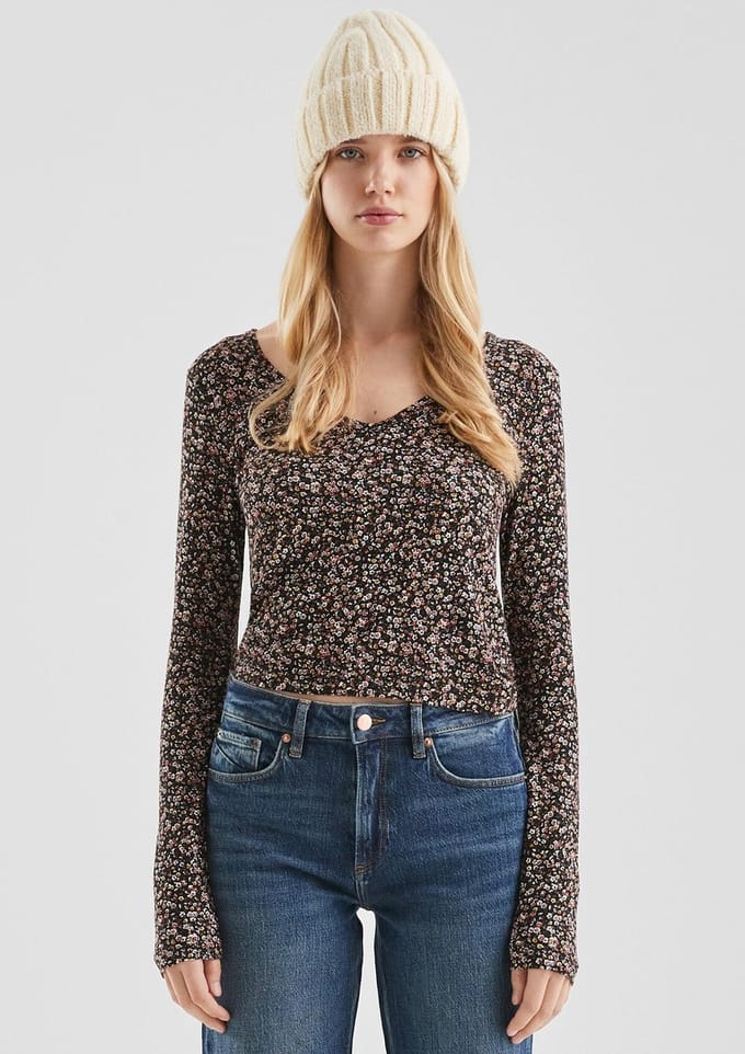 Q/S designed by - Dames t-shirt - Maat L - Vrouwen - ZWART - Viscose