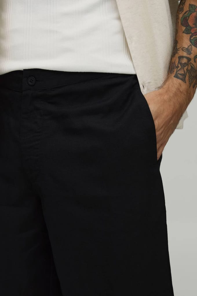 Baggy Fit Half & Half Taille Cargo Shorts | Black | Size Small
