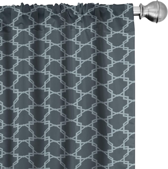ABAKUHAUS Quatrefoil Gordijnen – 2x75x225 cm – Microfiber – Blauw