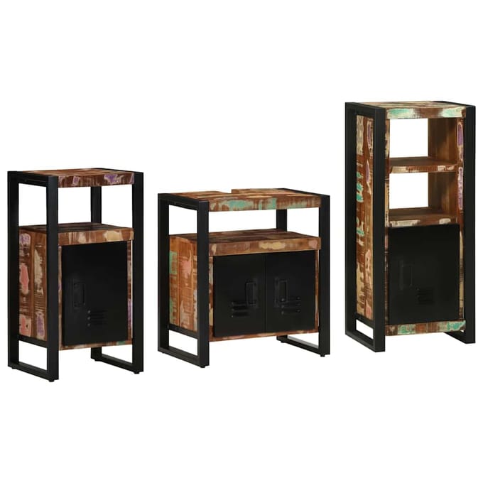 vidaXL Badkamermeubel Set met lade 3 pcs Massief Gerecycleerd Hout