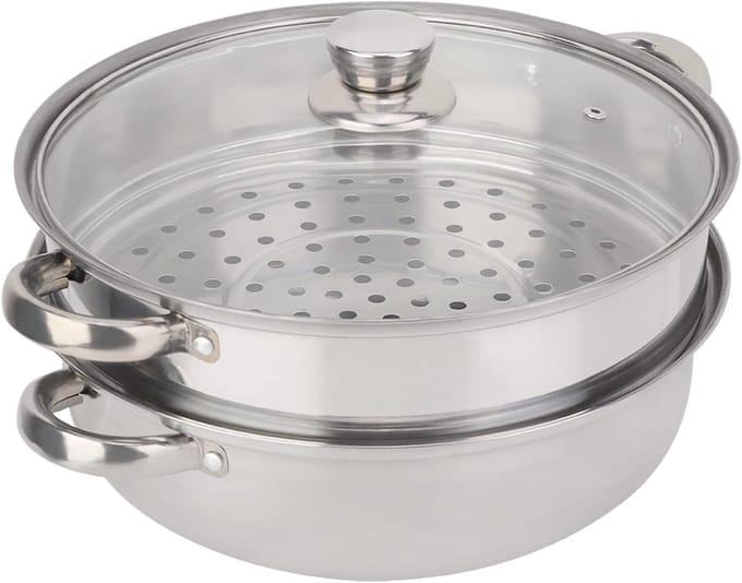 Dubbellaags Stoompan - Soepkoker - Gezond Koken - Verdikte Handgreep - 29x29x12 cm