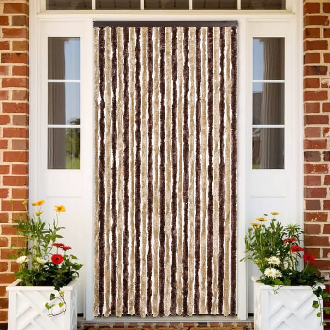 vidaXL - Vliegengordijn - 100x200 - cm - chenille - beige - en - lichtbruin