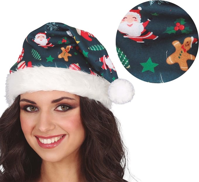 Fiestas Guirca - Groene foute kerstmuts - santa claus