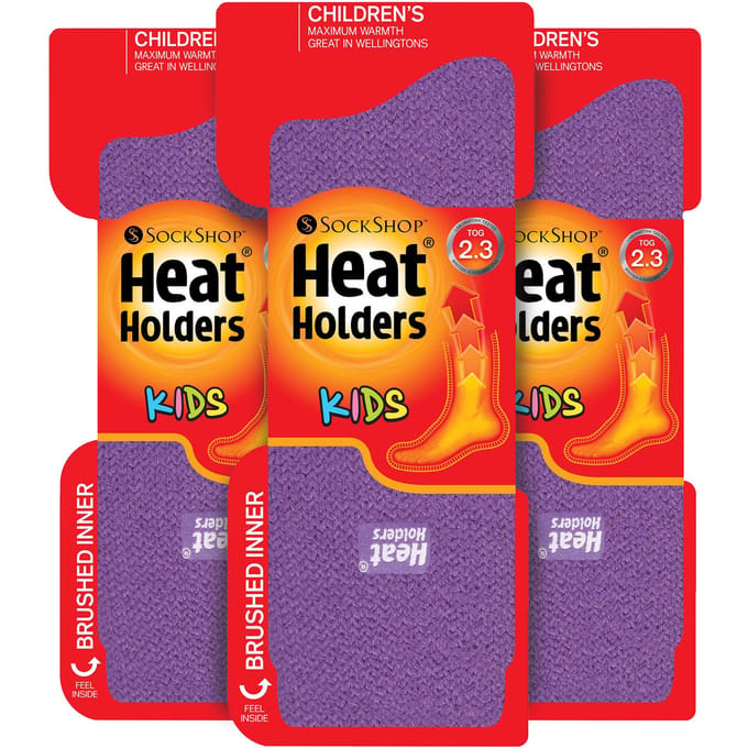 Heat Holders - Set van 3 thermo wintersokken voor kinderen - Paars