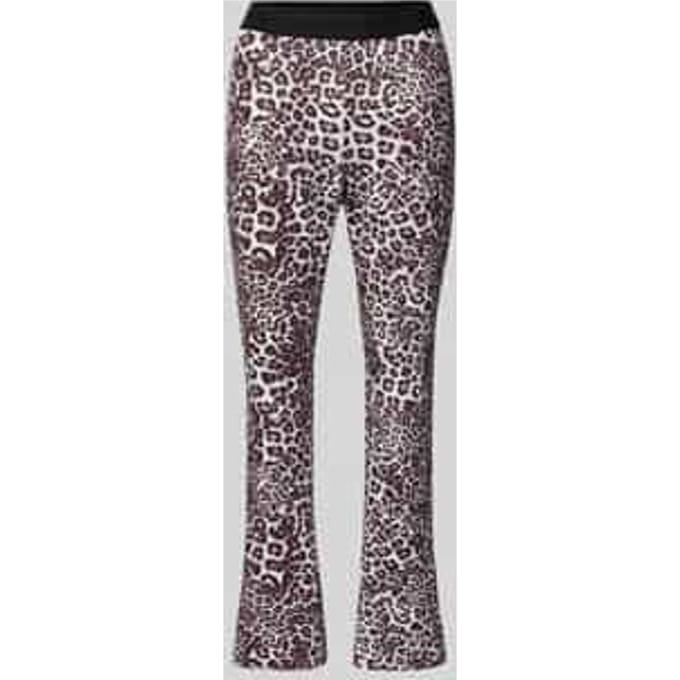 Flared fit stoffen broek met all-over dierenprint