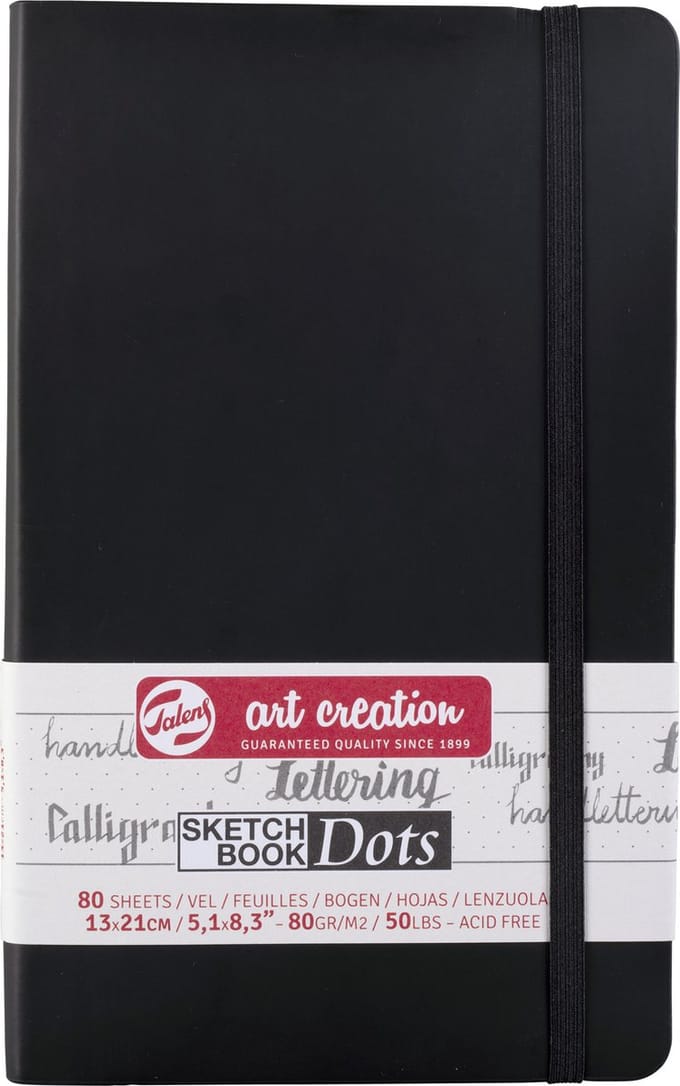 Art creation schetsboek dots 13x21 cm zwart