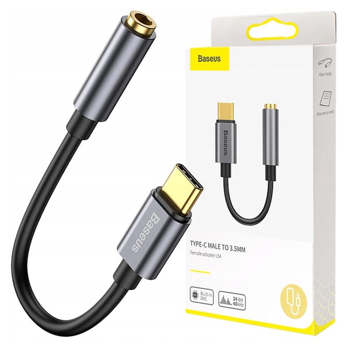 Stevig USB C Male naar 3.5mm Aux Jack Plug Female - met DAC Chip - Space Gray