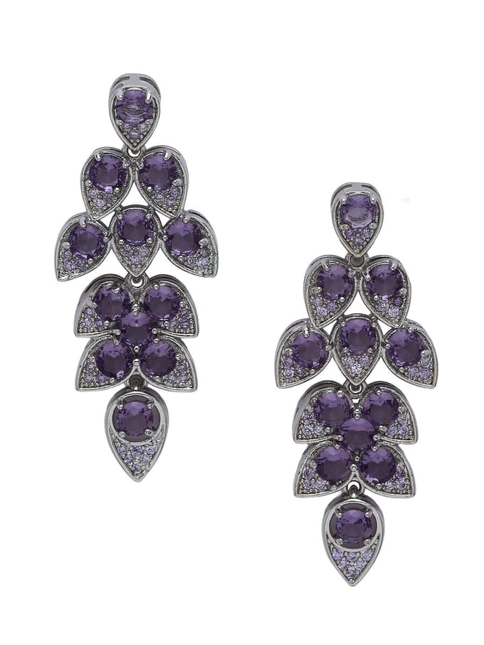 AVANT-GARDE PARIS Oorbellen - Statement - Dangle - Rhodium Plated - 4.5 cm - Facetstenen