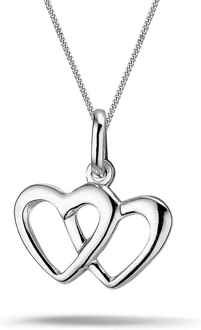 Montebello Ketting Double - 925 Zilver Gerhod. - Hart - 15x16mm - 42cm