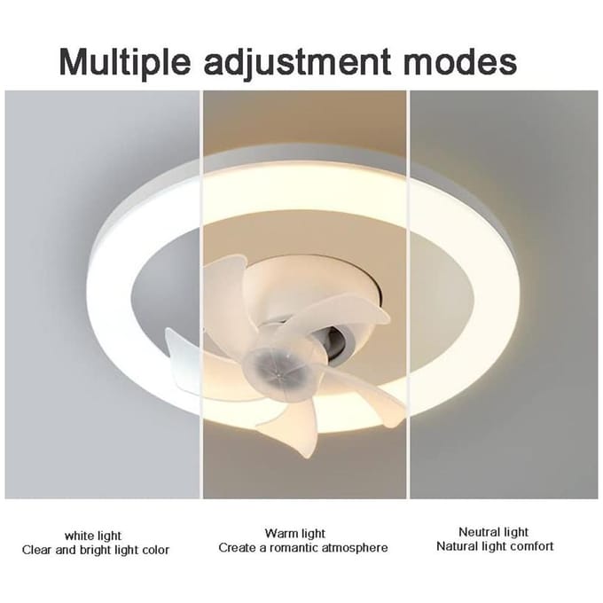 Dimbare plafondventilator met licht, E27 LED-kroonluchter 360 graden draaibaar met afstandsbediening, 3 windsnelheden, voor wit