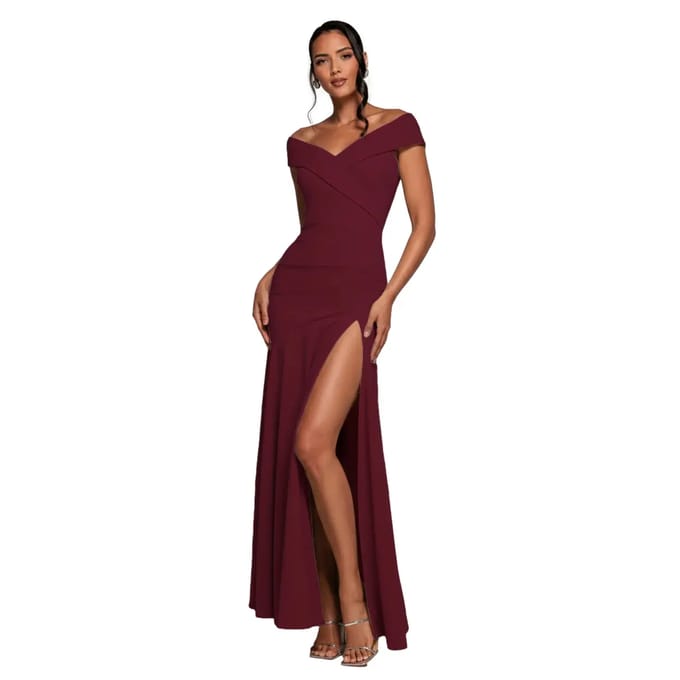 Offshoulder Crêpe Jurk Dames Goddiva Maxi