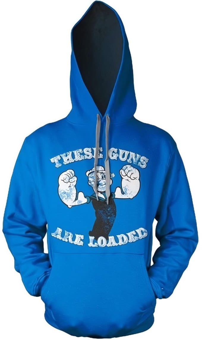 Popeye These Guns Are Loaded-hoodie, blauw
