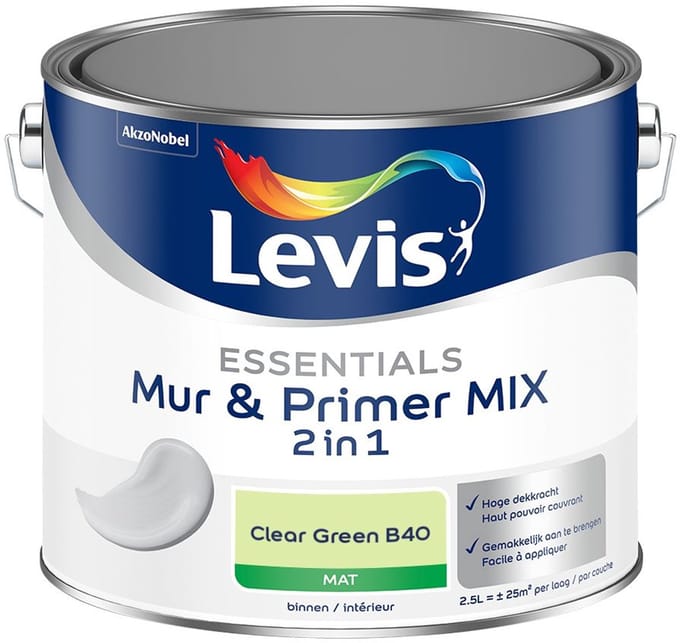 Levis - Essentials Mur & Primer Mix - Clear Green B40 - Mengverf - 2,5 L