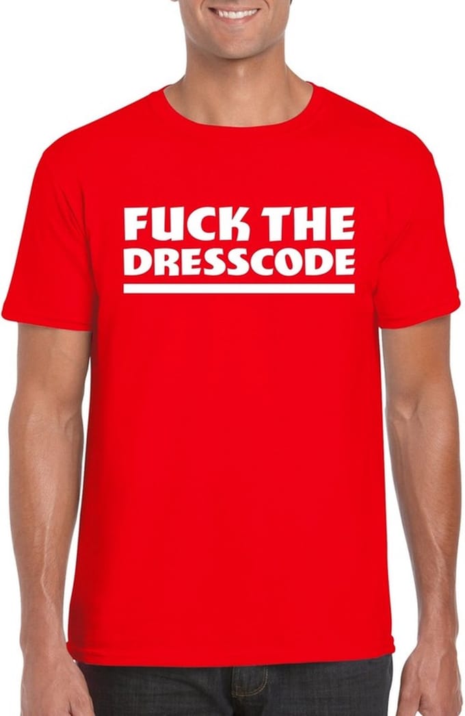 Fuck the dresscode heren shirt rood - Heren feest t-shirts M