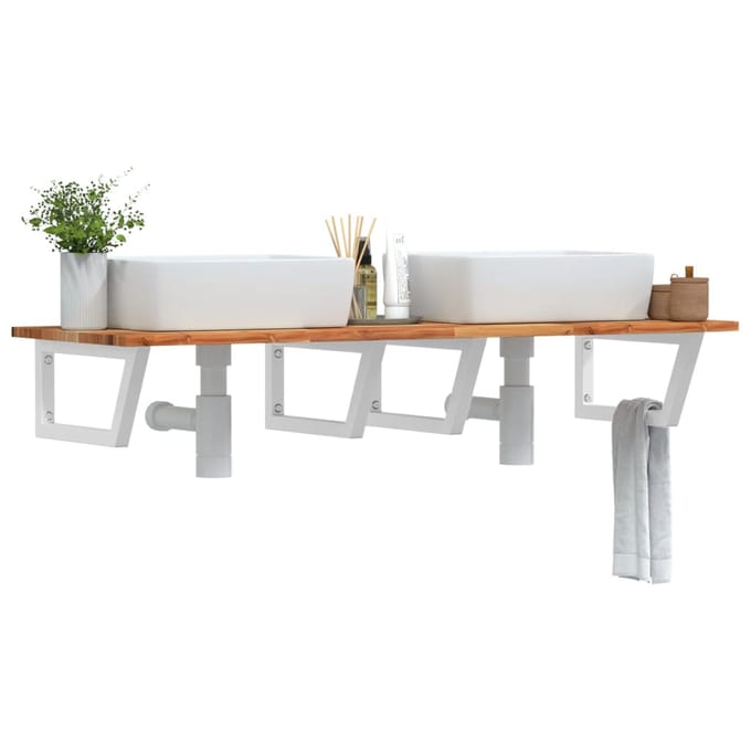 vidaXL - Badkamer - wandschap - staal - en - massief - acaciahout