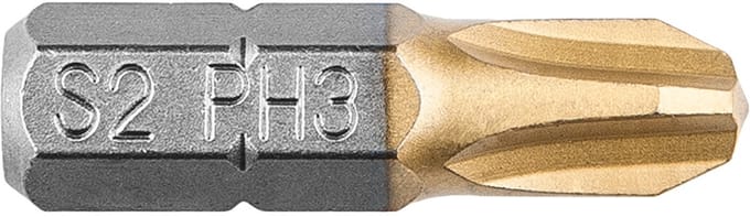 Bit PH3, 25mm S2 TIN, 2 op een blister