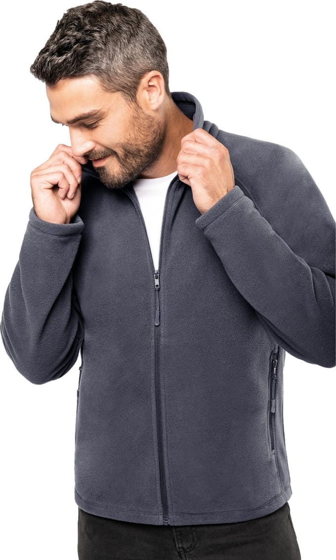 Kariban Fleece vest - donkergrijs - rits - warme winter sweater - trui - heren - polyester M