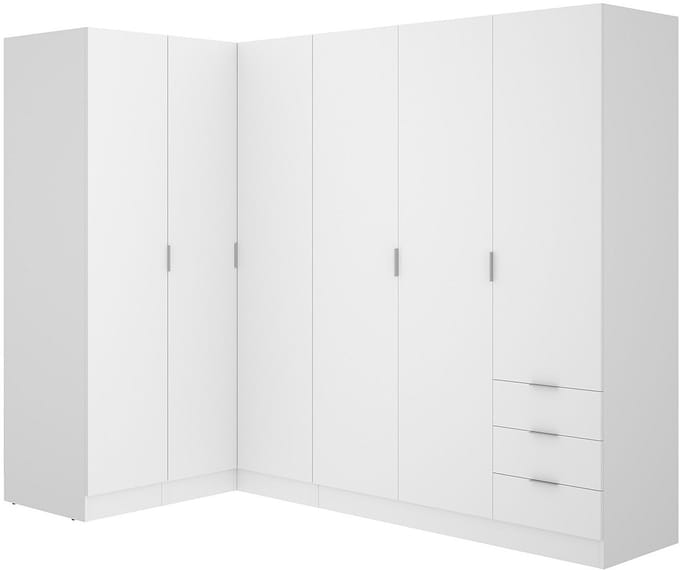 Vente-unique Hoekkast met 6 deuren en 3 lades - L213 cm - Wit - LISTOWEL
