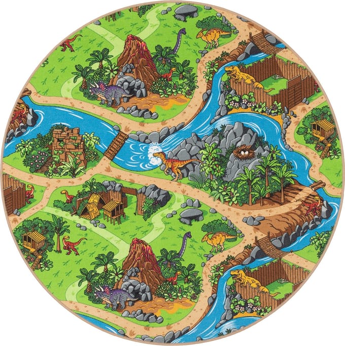 Snapstyle Kinderspel Straten Vloerkleed Dino Wereld Rond