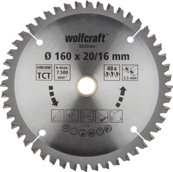 wolfcraft - Cirkelzaagblad 160 x 20 - Zaagblad - serie lila nieuw - 6620000
